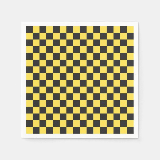 Yellow and black checkerboard pattern napkin (Front)