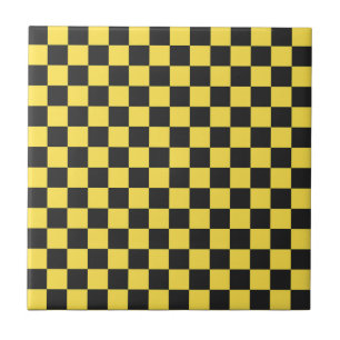 Yellow and black checkerboard pattern tile