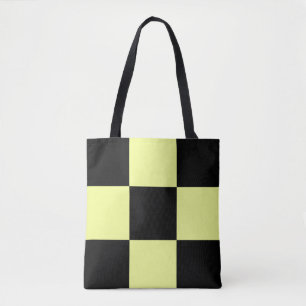 Yellow and Black Checkers Tote Bag
