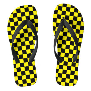 Yellow and Black Chequered   DIY Background Colour Jandals