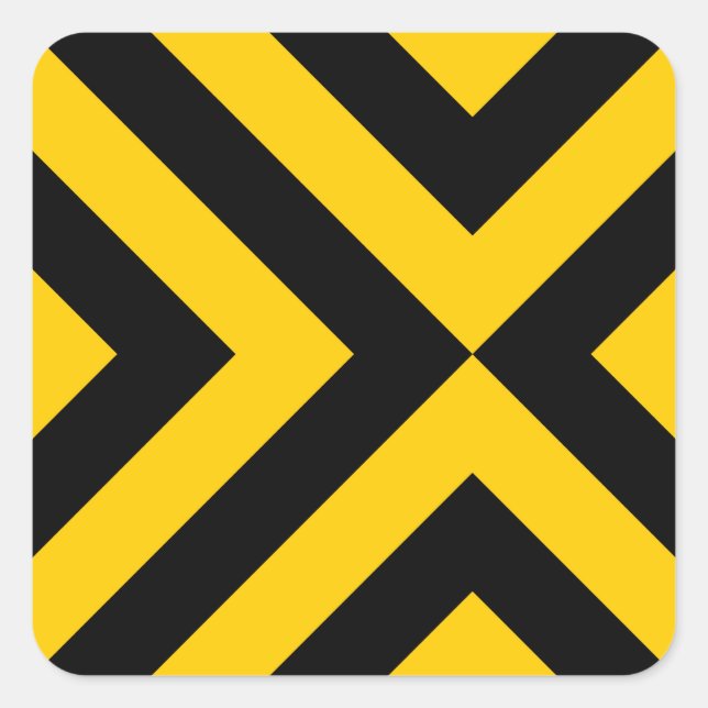 Yellow and Black Chevrons Square Sticker (Front)