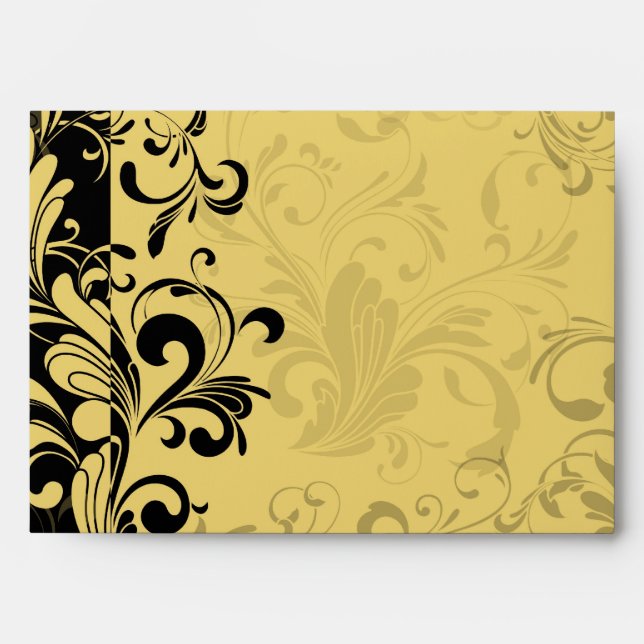 Yellow and Black Contemporary Swirl Envelopes (Front)