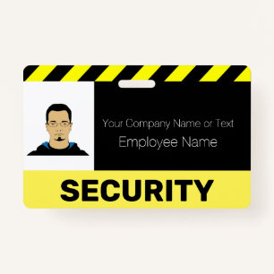 Yellow and Black Custom Photo Security Guard ID ID Badge