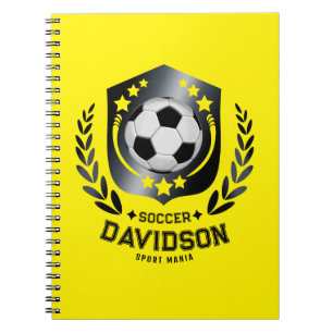 Yellow and Black Custom Soccer Name Gift Notebook