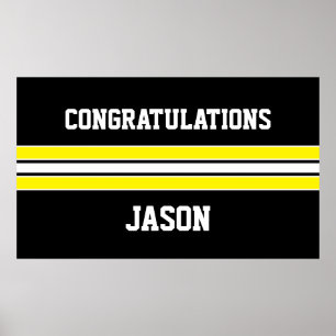 Yellow and Black Custom Sports Graduation Poster