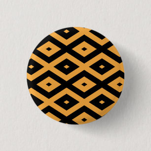 Yellow and black diamond pattern 3 cm round badge