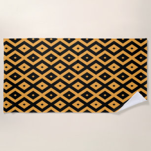 Yellow and black diamond pattern beach towel