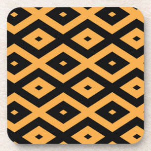 Yellow and black diamond pattern coaster