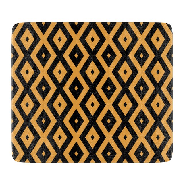 Yellow and black diamond pattern cutting board (Front)