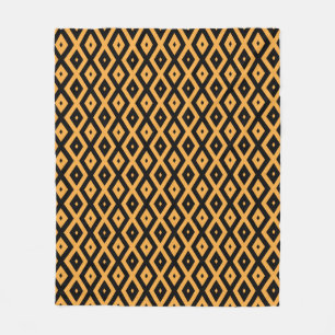 Yellow and black diamond pattern fleece blanket
