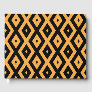 Yellow and black diamond pattern guest book