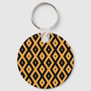 Yellow and black diamond pattern key ring