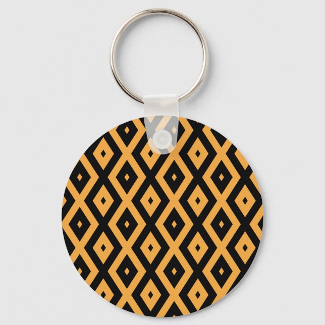 Yellow and black diamond pattern key ring (Front)