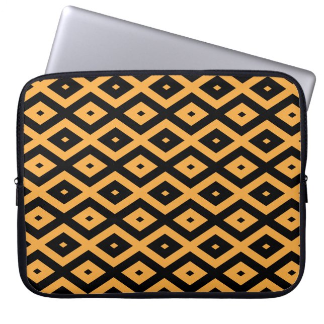 Yellow and black diamond pattern laptop sleeve (Front)