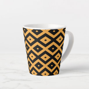 Yellow and black diamond pattern latte mug