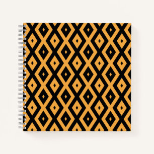 Yellow and black diamond pattern notebook