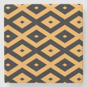 Yellow and black diamond pattern stone coaster
