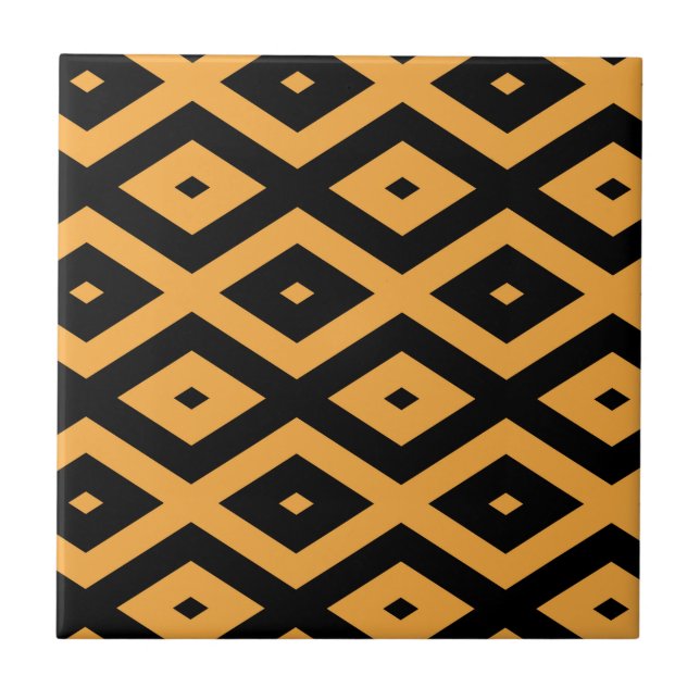 Yellow and black diamond pattern tile (Front)