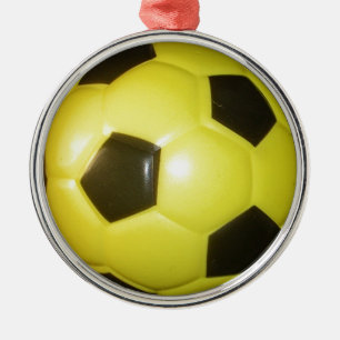 Yellow and black Football. Metal Tree Decoration