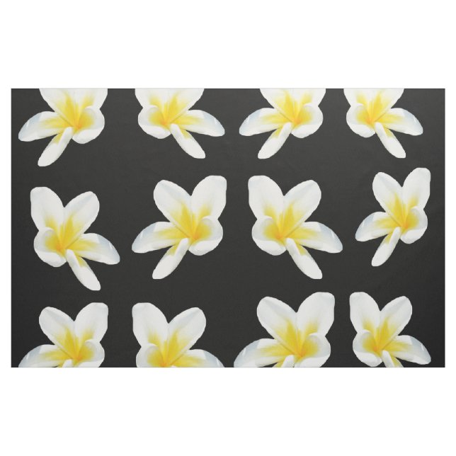 Yellow And Black Frangipani Pattern, Fabric (Yard)