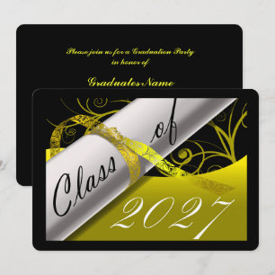 Yellow and Black Graduation Party Invitation