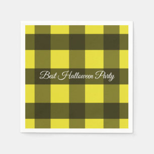 Yellow and Black Guingham Best Halloween Party Napkin