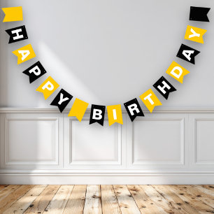 Yellow and Black Happy Birthday Bunting