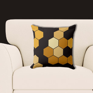 Yellow and Black Hexagon Pattern Cushion