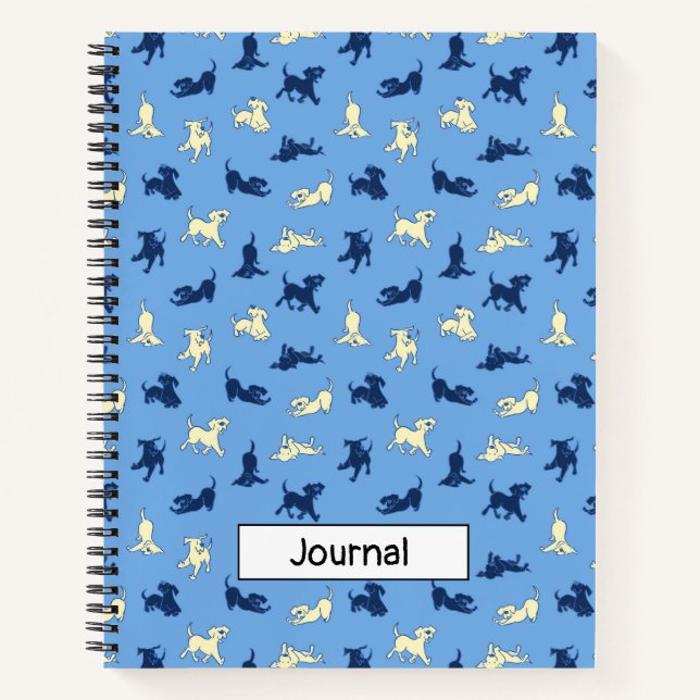 Yellow and Black Lab Puppies Blue Custom Large Notebook (Front)