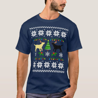 Yellow and Black Labrador Ugly Christmas Pattern  T-Shirt