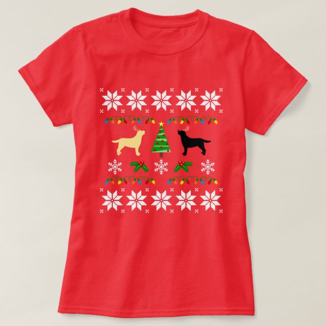 Yellow and Black Labrador Ugly Christmas  Tee (Design Front)