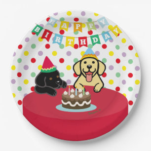 Yellow and Black Labradors Birthday Paper Plate
