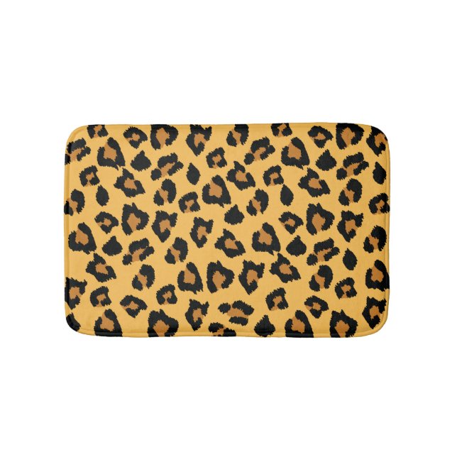 Yellow and Black Leopard Print Bathmat (Front)