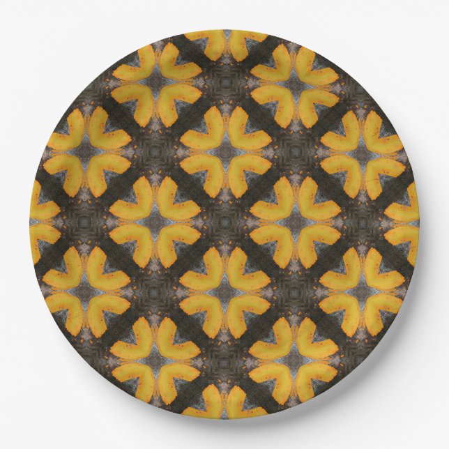 Yellow and Black Modern Hipster Paper Plate (Front)