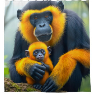 Yellow and Black Monkeys Shower Curtain