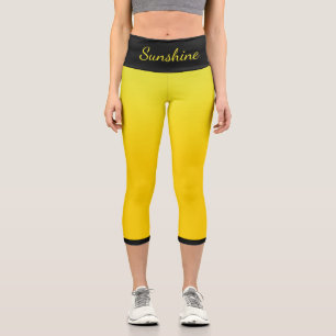 Yellow and Black Name Template Capri Leggings