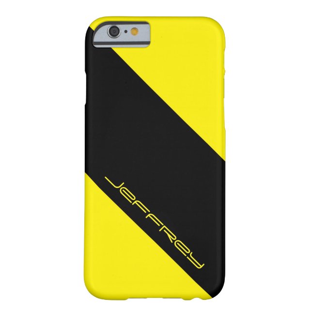 Yellow and Black, One Stripe, Name, Minimalist Case-Mate iPhone Case (Back)