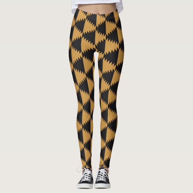 Yellow and Black Pattern Leggings (Front)