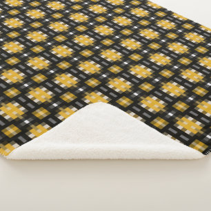 Yellow and Black Pattern Sherpa Blanket