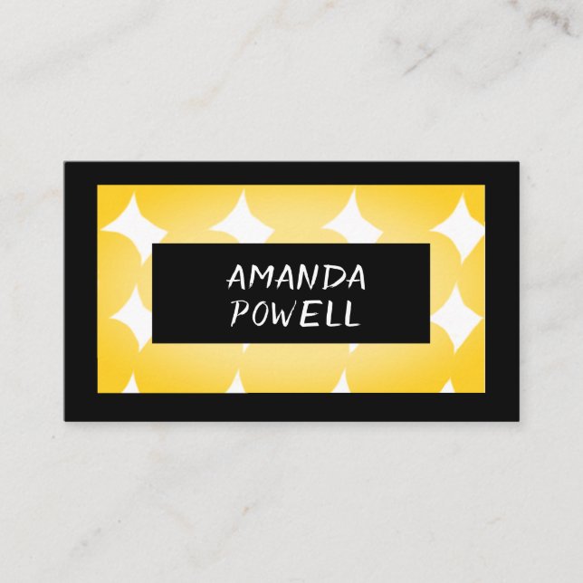 yellow and black patterned painted shapes pattern business card (Front)