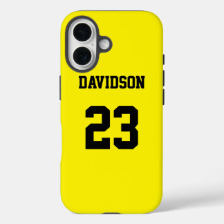 Yellow and Black Personalised Jersey Name Number iPhone 16 Case