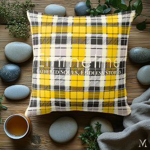 Yellow and Black Plaid Custom Rustic Cosy Home Cushion