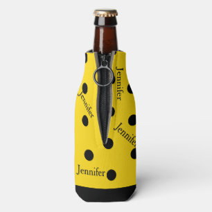 Yellow and Black Polka Dot Custom Bottle Cooler