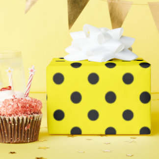 Yellow and black polka dot pattern Birthday Wrapping Paper
