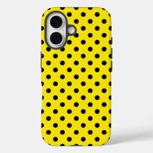 Yellow and Black Polka Dots iPhone 16 Case