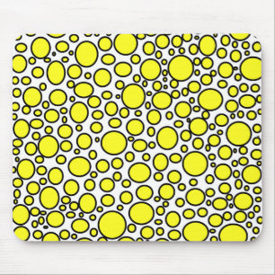 Yellow and Black Polka Dots Mouse Pad