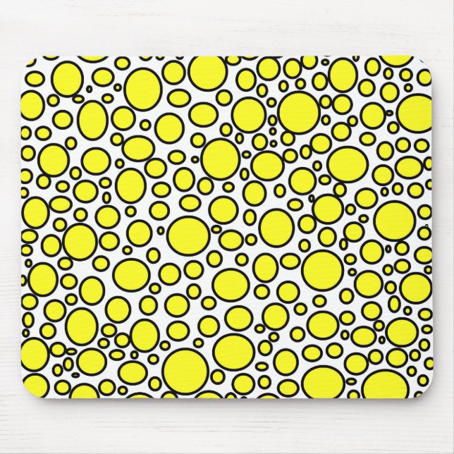 Yellow and Black Polka Dots Mouse Pad (Front)