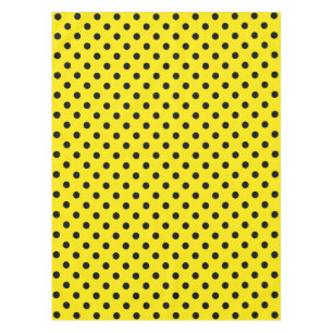 Yellow and Black Polka Dots Tablecloth
