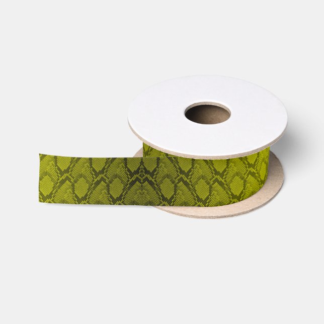 Yellow and Black Python Snake Skin Reptile Scales Satin Ribbon (Spool)