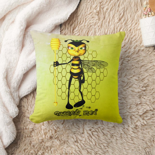 Yellow and black Queen Bee with honeycomb Cushion (Blanket)
